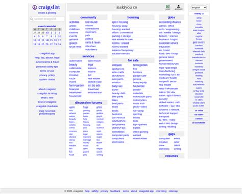 <strong>craigslist</strong> provides local classifieds and forums for jobs, housing, for sale, services, local community, and events. . Siskiyou craigslist